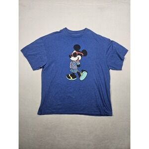 Disney Parks Mickey Mouse Summer Men T-Shirt Blue Size XXL Hanes EUC‎